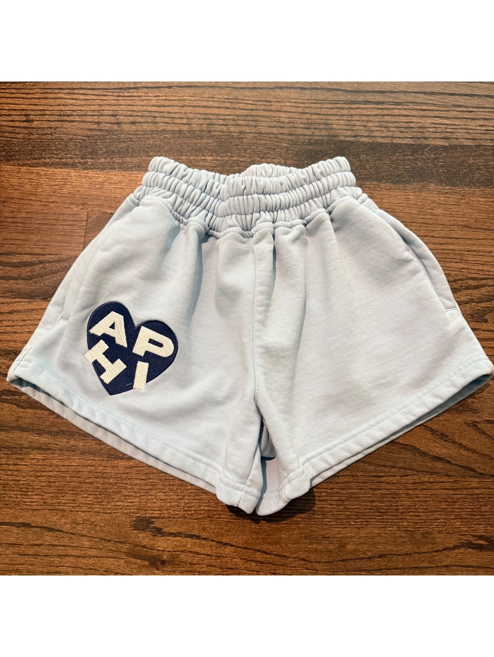 Mitch Flippo MFG Women's Light Blue Heart Logo Shorts SZ Small